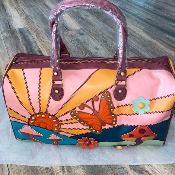 Dolls Kill Handbags - Dolls Kill Sunshine Boho Butterfly 70s Hippie Festival Weekender Crossbody New